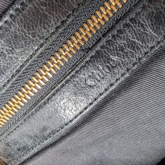 Chloe Black Leather Shoulder Bag with Gold Accents - Picture 10 of 11